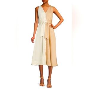 Antonio Melani Color Block Tie Waist Midi Dress